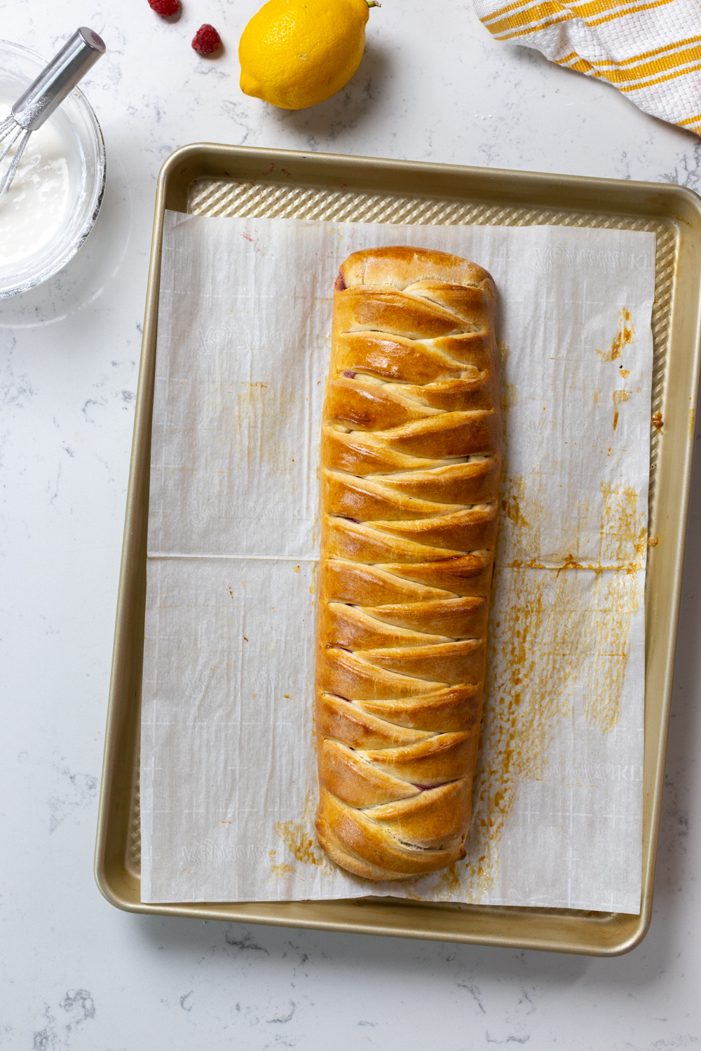 Raspberry Lemon Curd Braid cooling