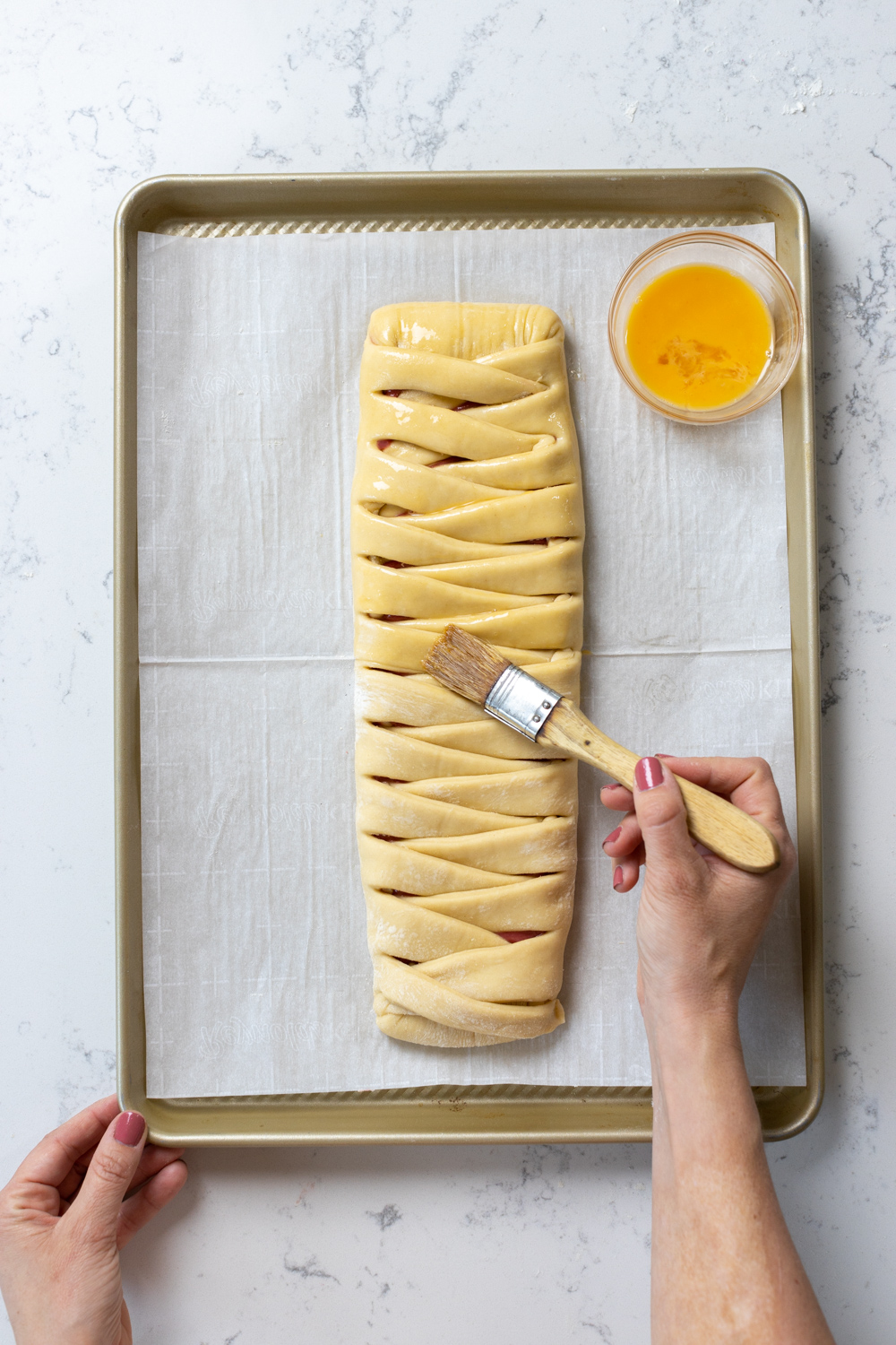 Raspberry Lemon Curd Braid egg wash