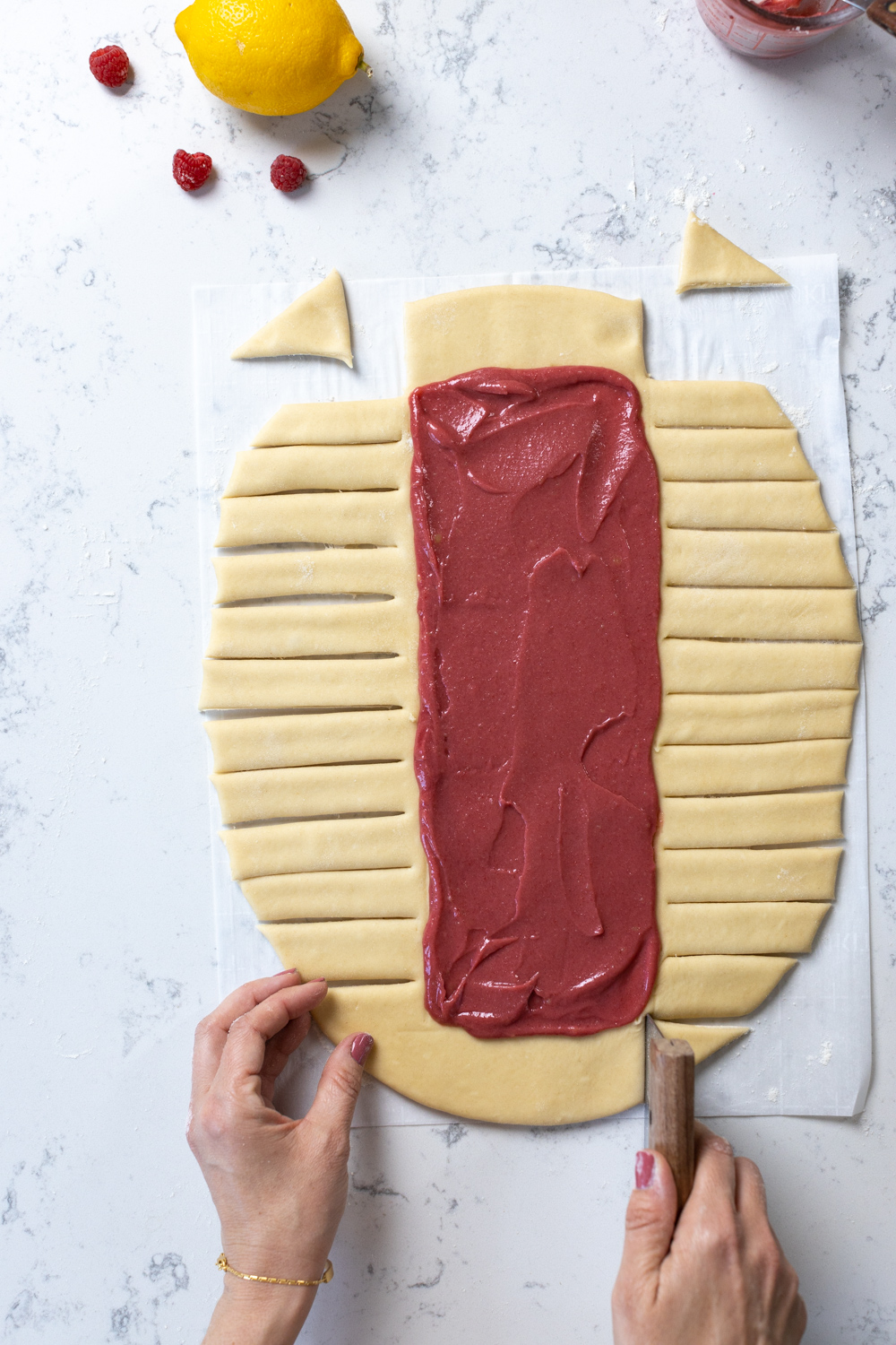 cutting braid bread dough