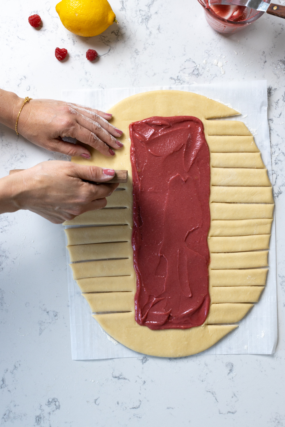 Cutting braid bread strips