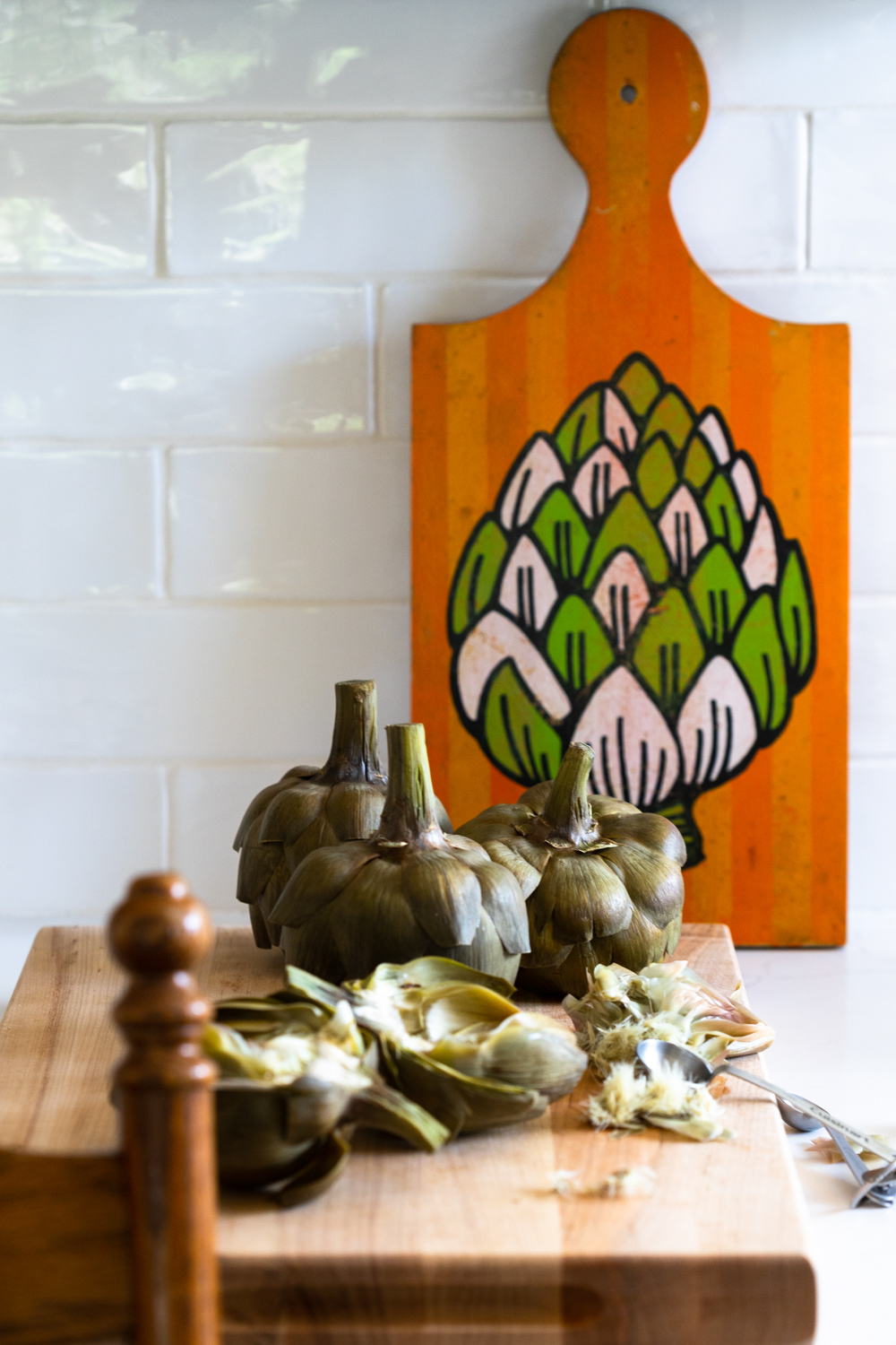 steamed artichokes cooling