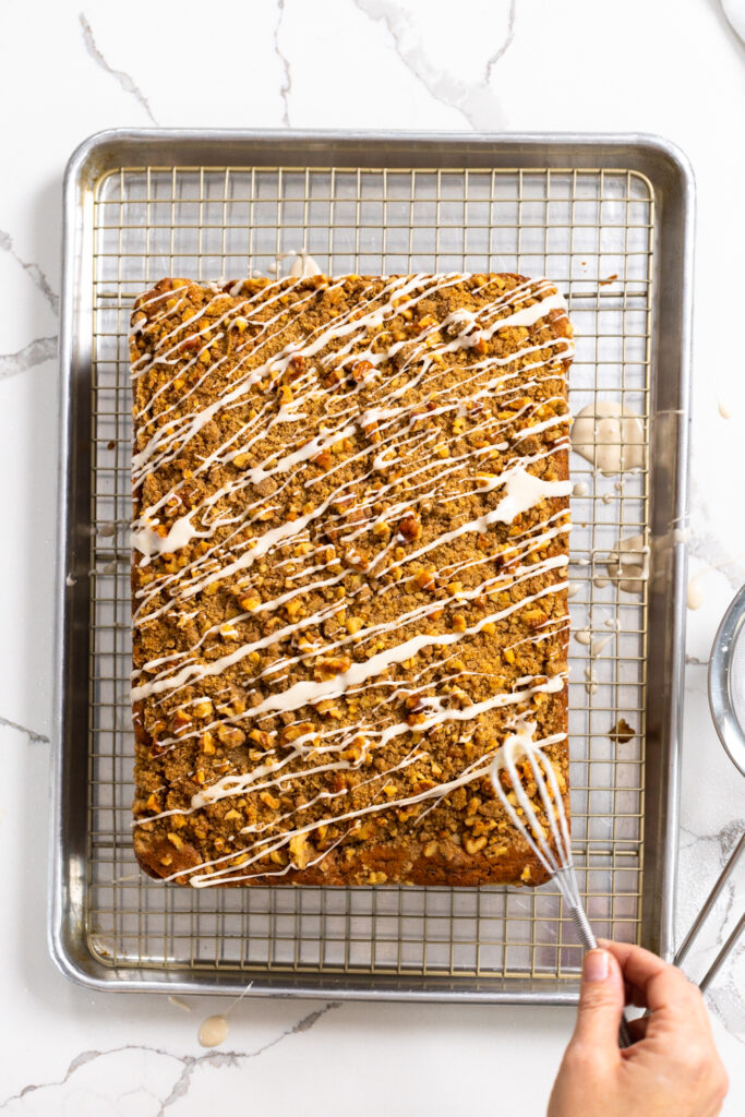 Icing the Spiced Prune Coffee Cake
