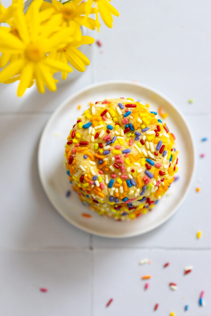Stack of Lemon Rainbow Sprinkle Cookies