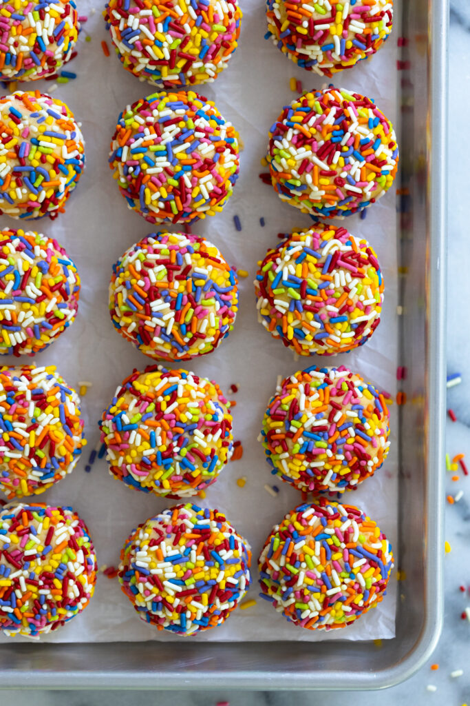 Lemon Rainbow Sprinkle Cookie dough chilling