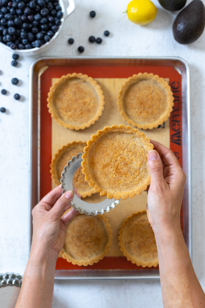 Avocado Blueberry Tarts with Almond Crust tart shells