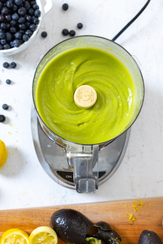 Creamy avocado tart filling for Avocado Blueberry Tarts with Almond Crust