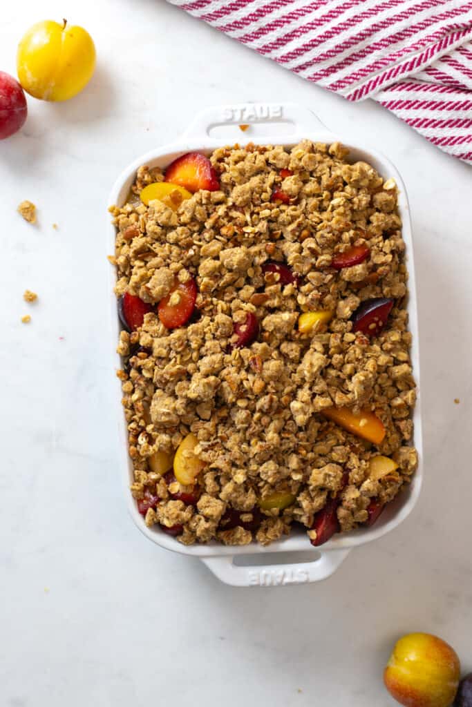 Spiced Plum Crisp pre-baked