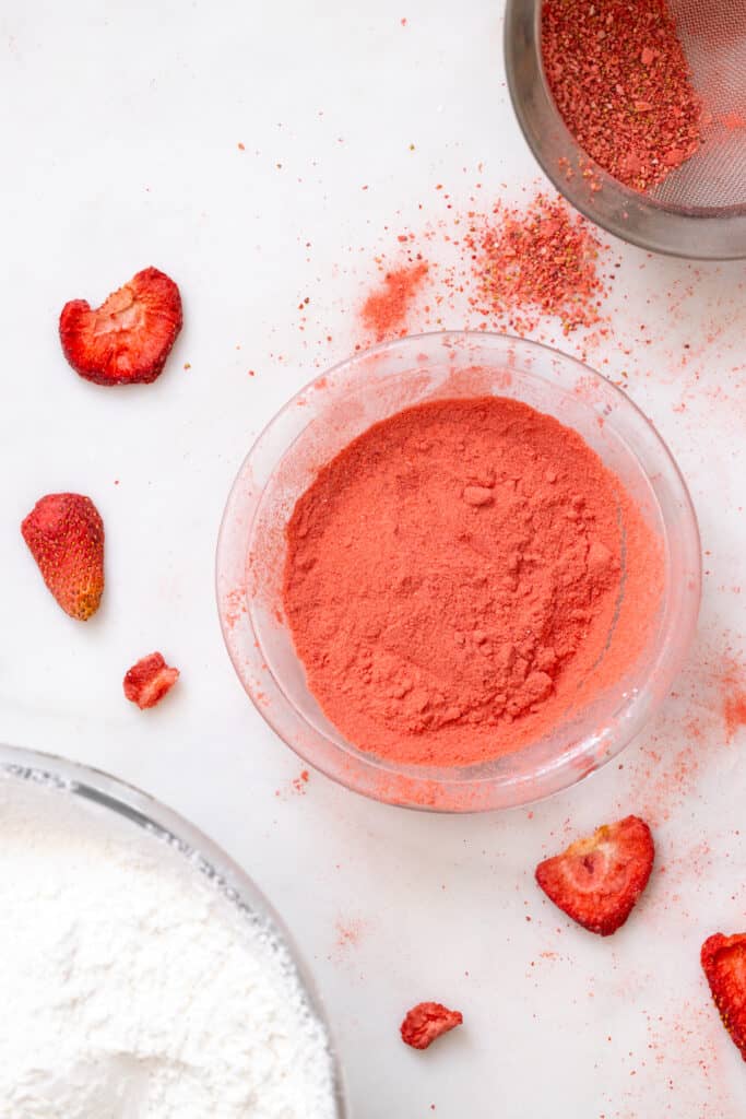 sifted freeze dried strawberry powder