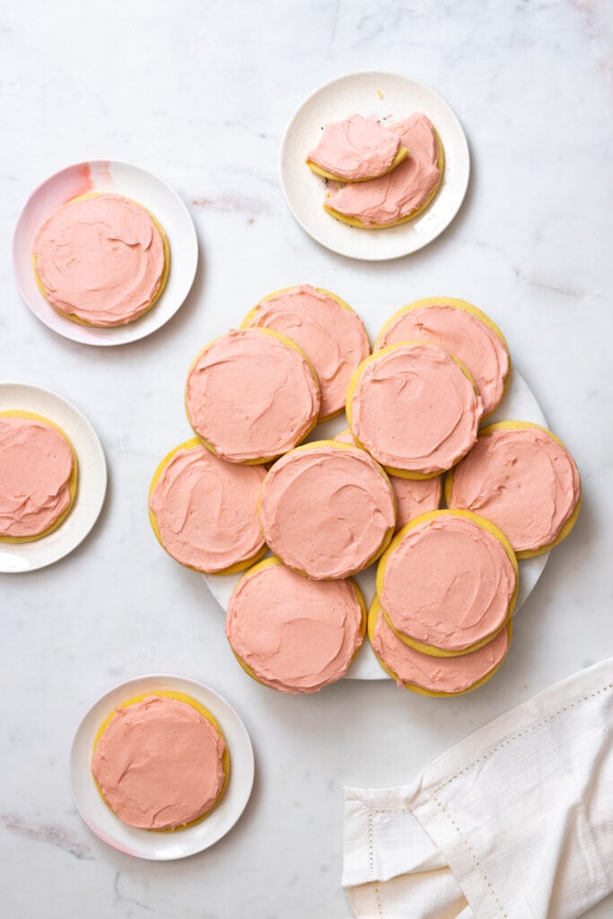 Big Pink Cookies on plates