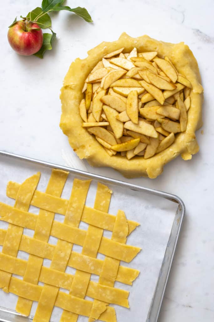 assembling Apple Cheddar Pie