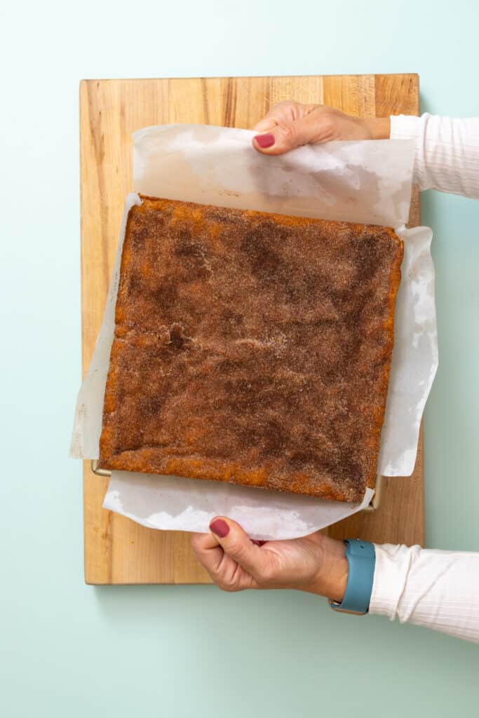 use the parchment paper to remove Blondies from pan