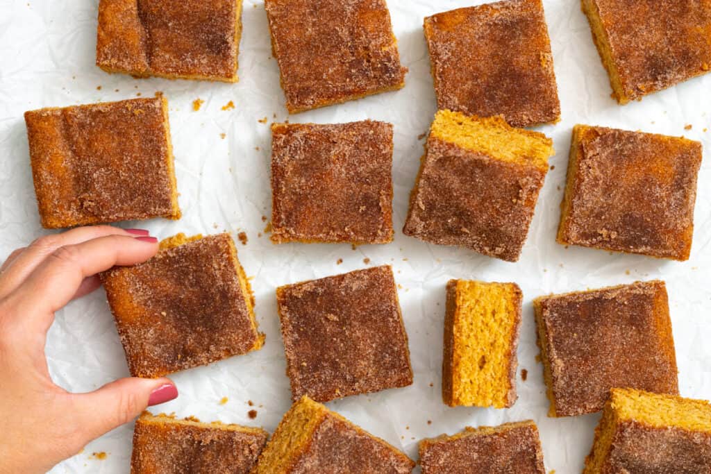 Sneaking a Brown Butter Snickerdoodle Blondie square