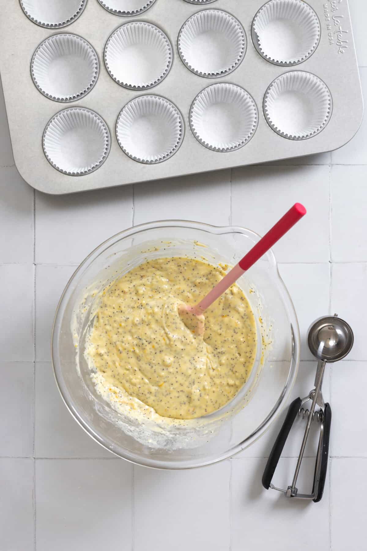 Blood Orange Poppy Seed Muffin batter