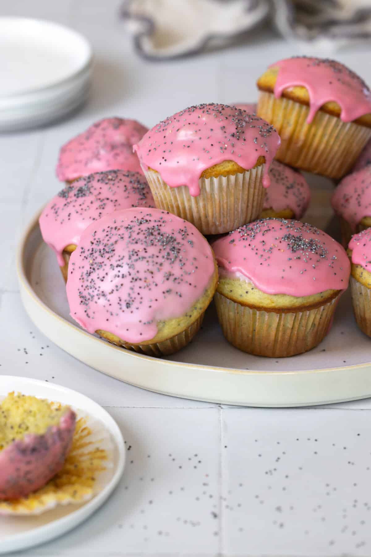 Blood Orange Poppy Seed Muffins on a plate