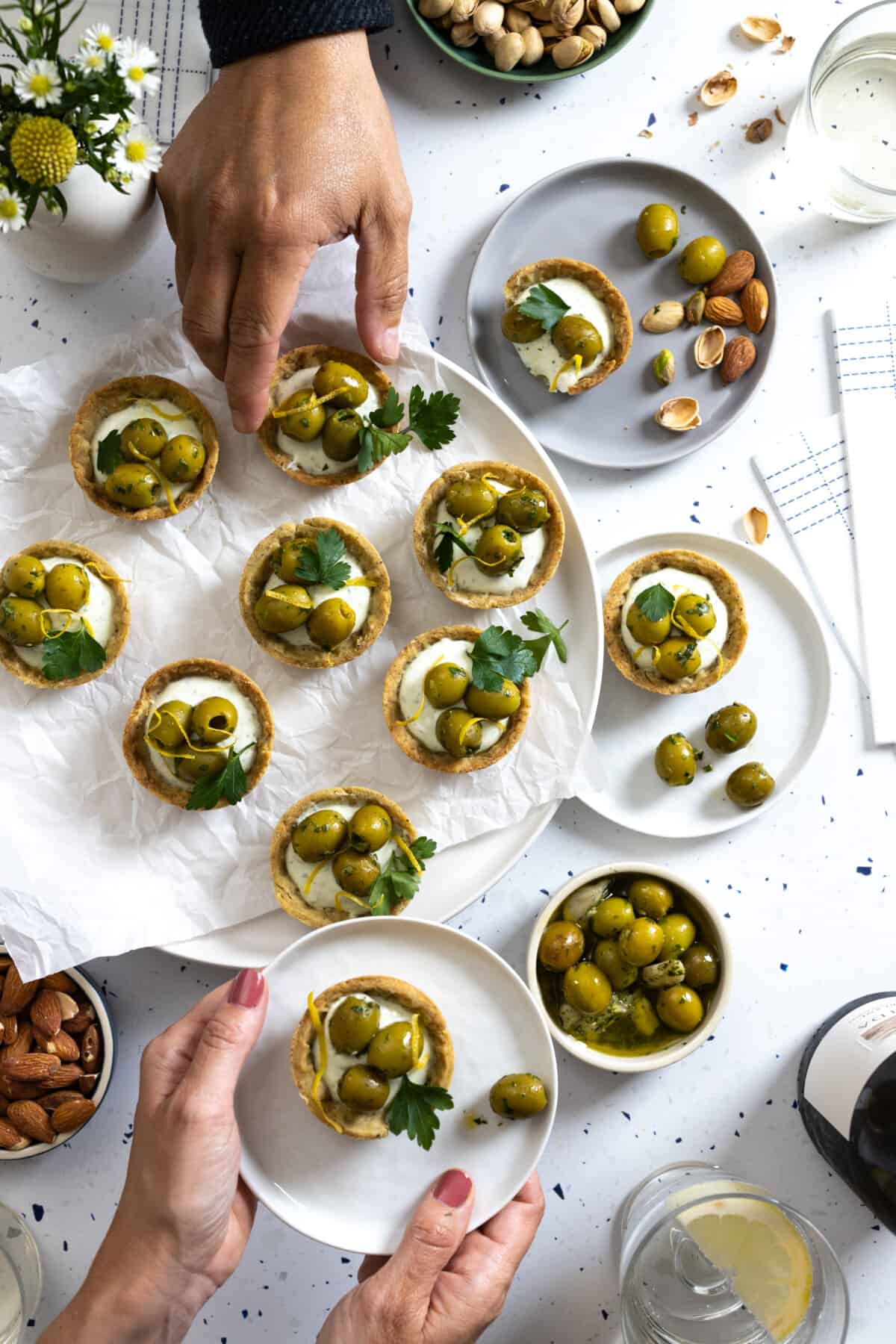 Herby Olive Goat Cheese Tartlet party