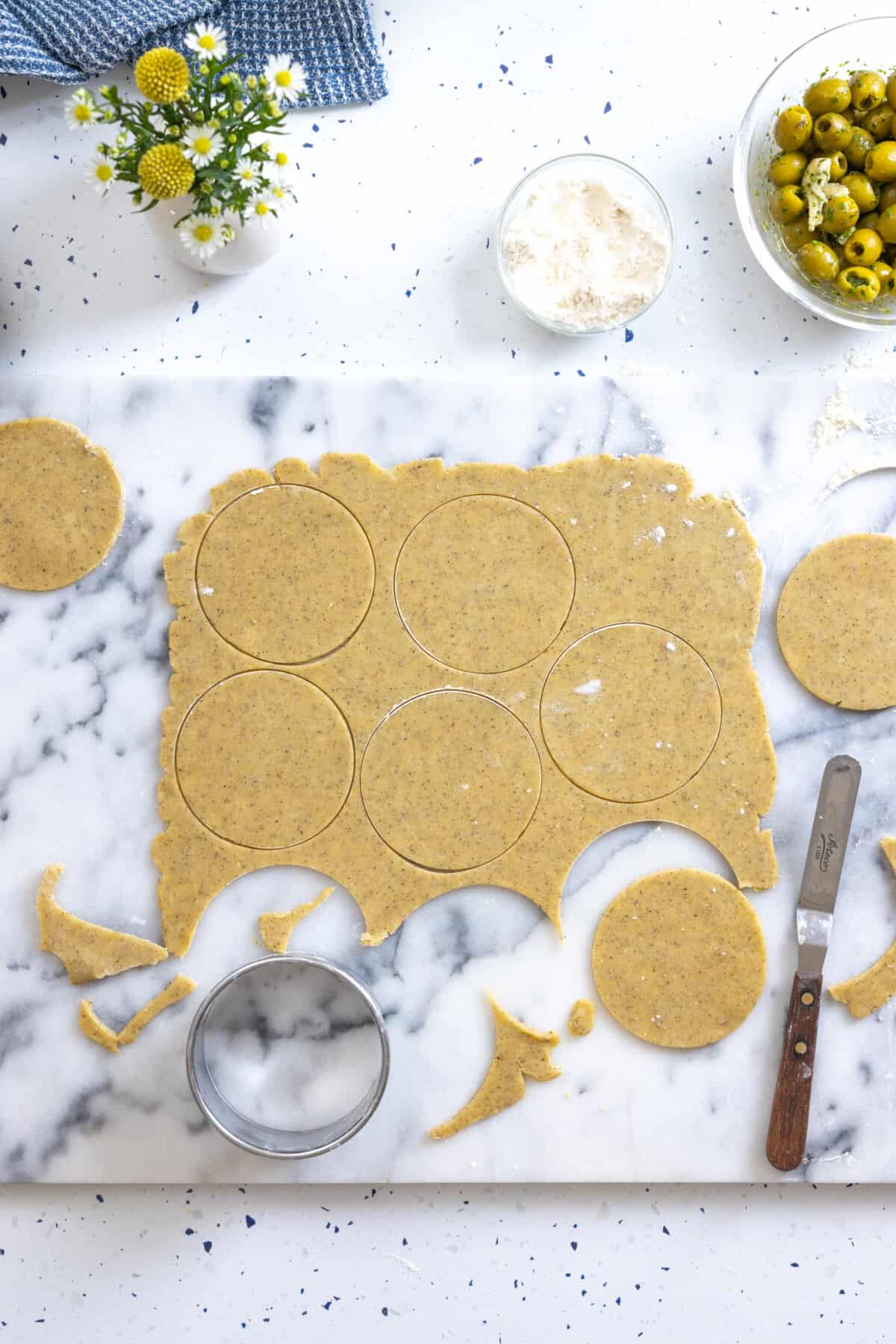 cutting savory tartlet shells