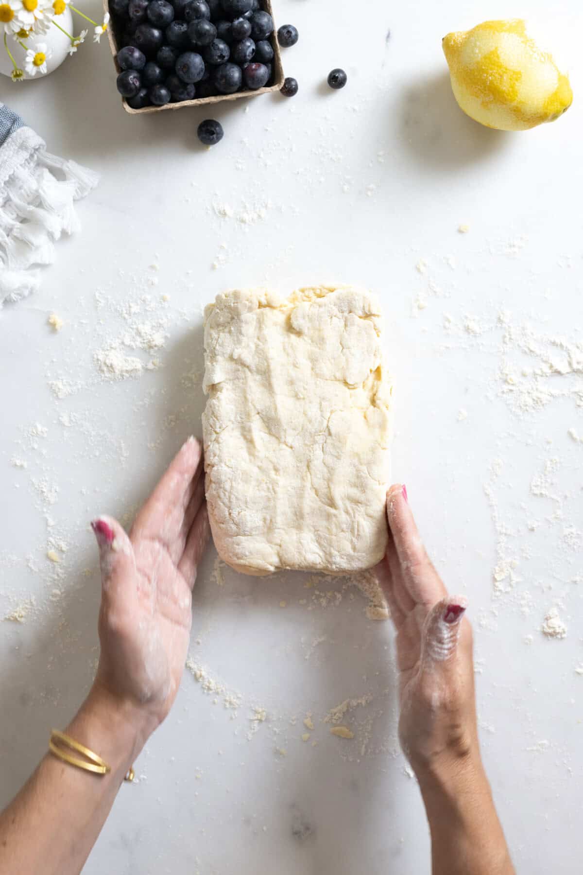 Pat the shortcake dough