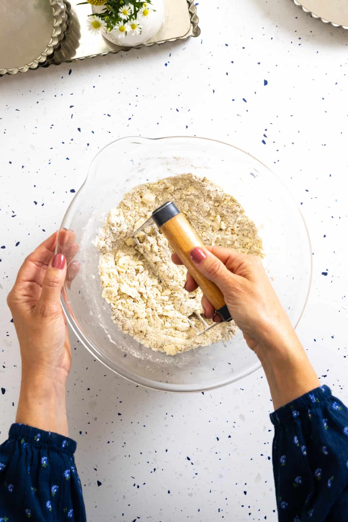 Blending Tart Dough with pastry blender