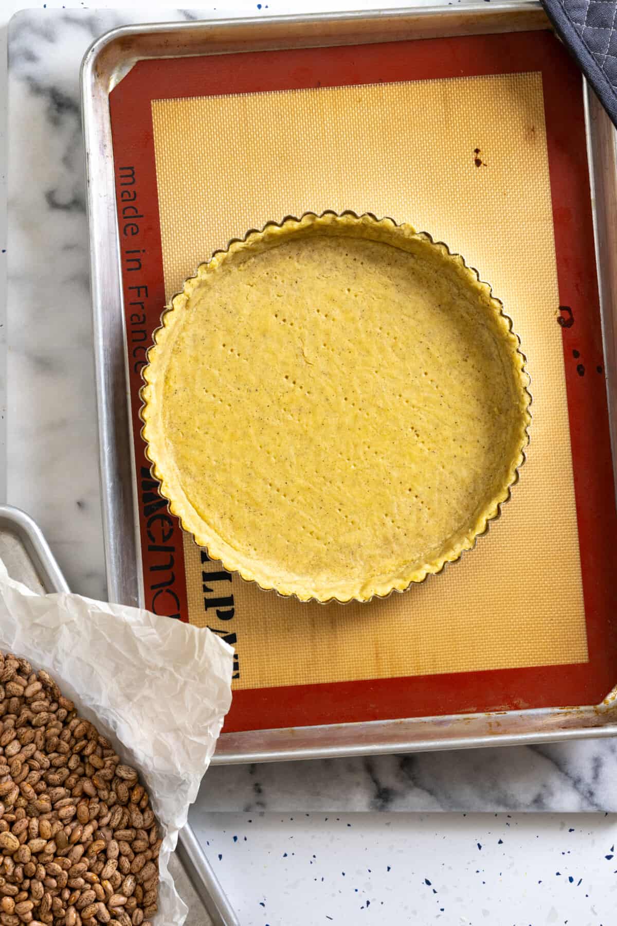 Partially blind baked tart shell