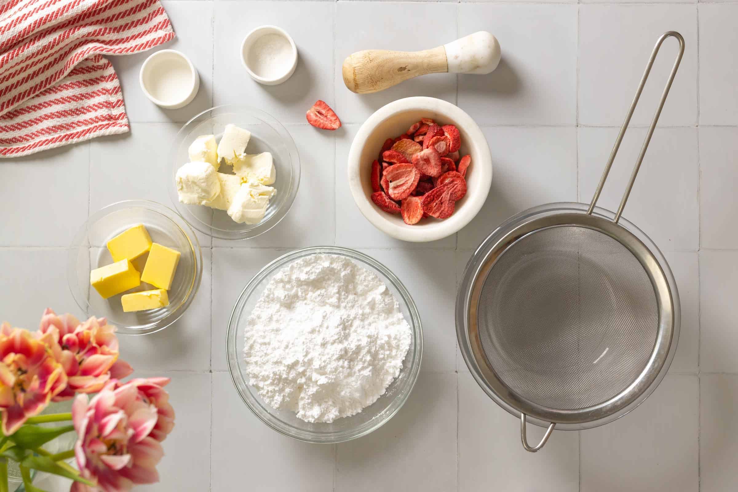 Ingredients for Strawberry Cream Cheese Frosting