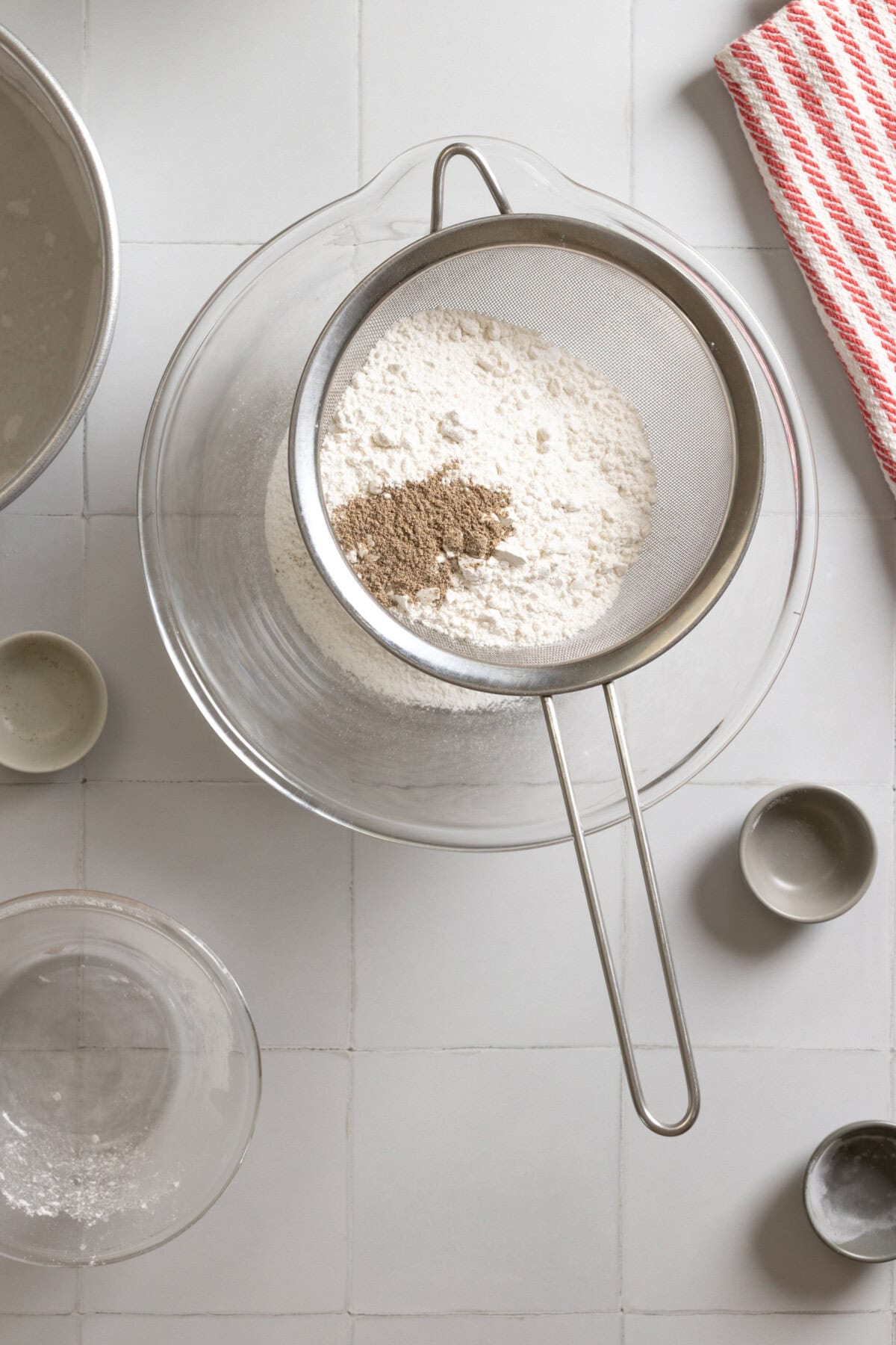 sifting dry ingredients