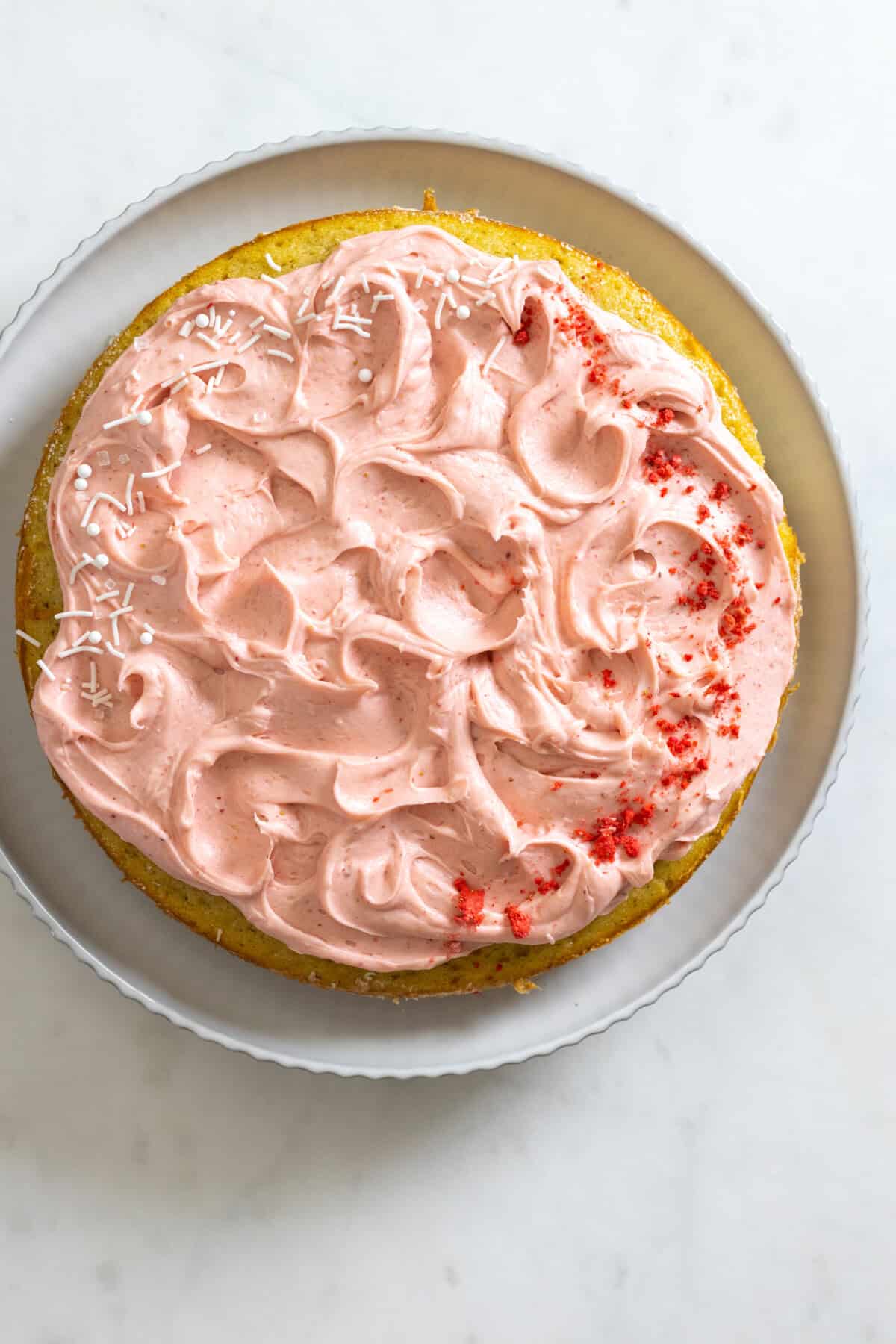 Pink Cake with Strawberry Cream Cheese Frosting