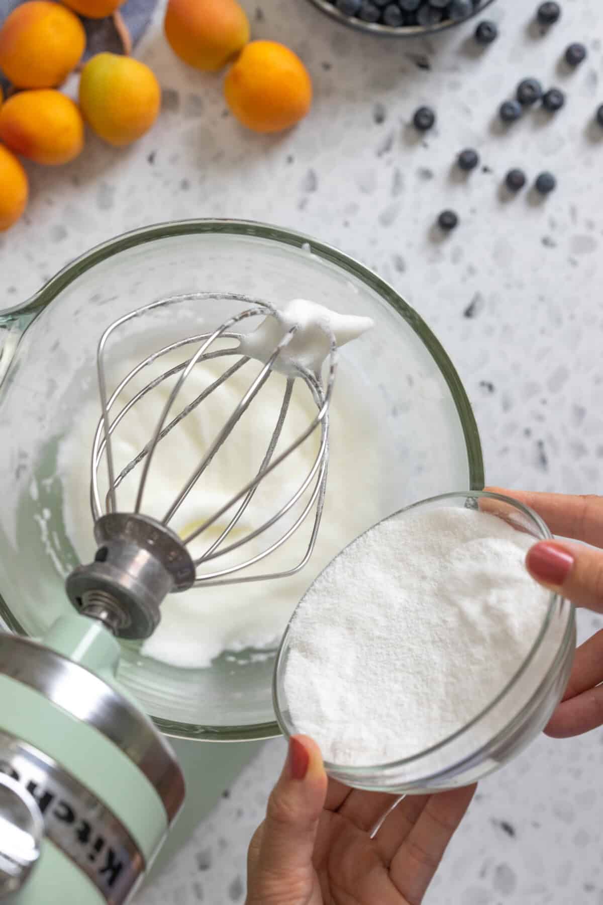 whipping eggs whites with superfine sugar