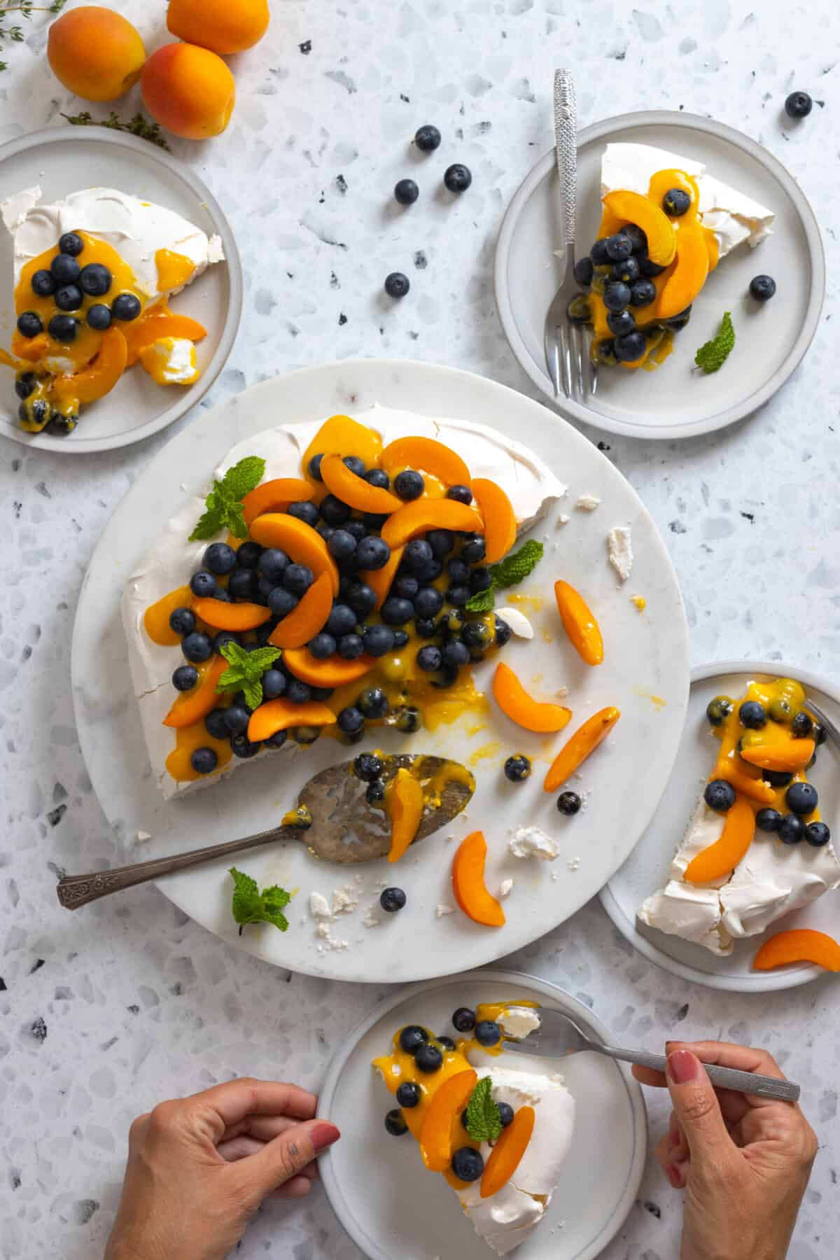 Slice and serve the Pavlova like a messy pie