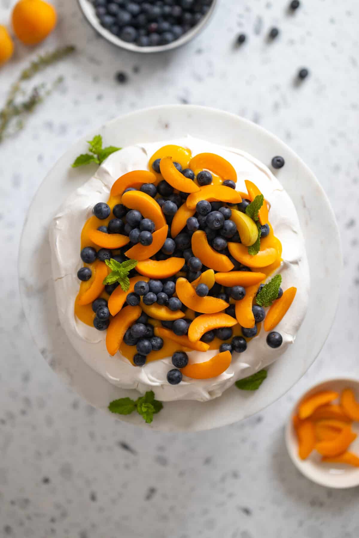 Pavlova with Apricot Curd and Blueberries by Baking The Goods