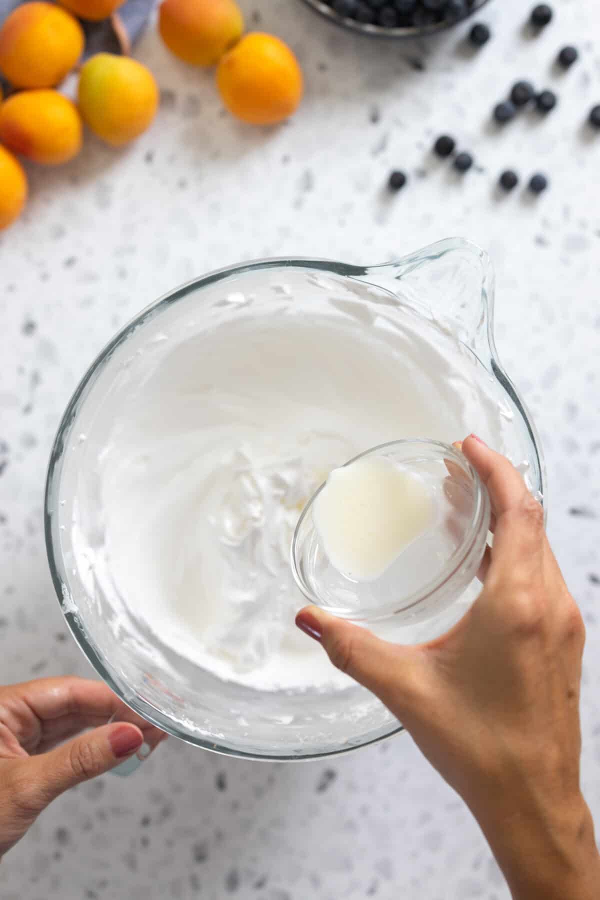 Adding cornstarch mix to meringue