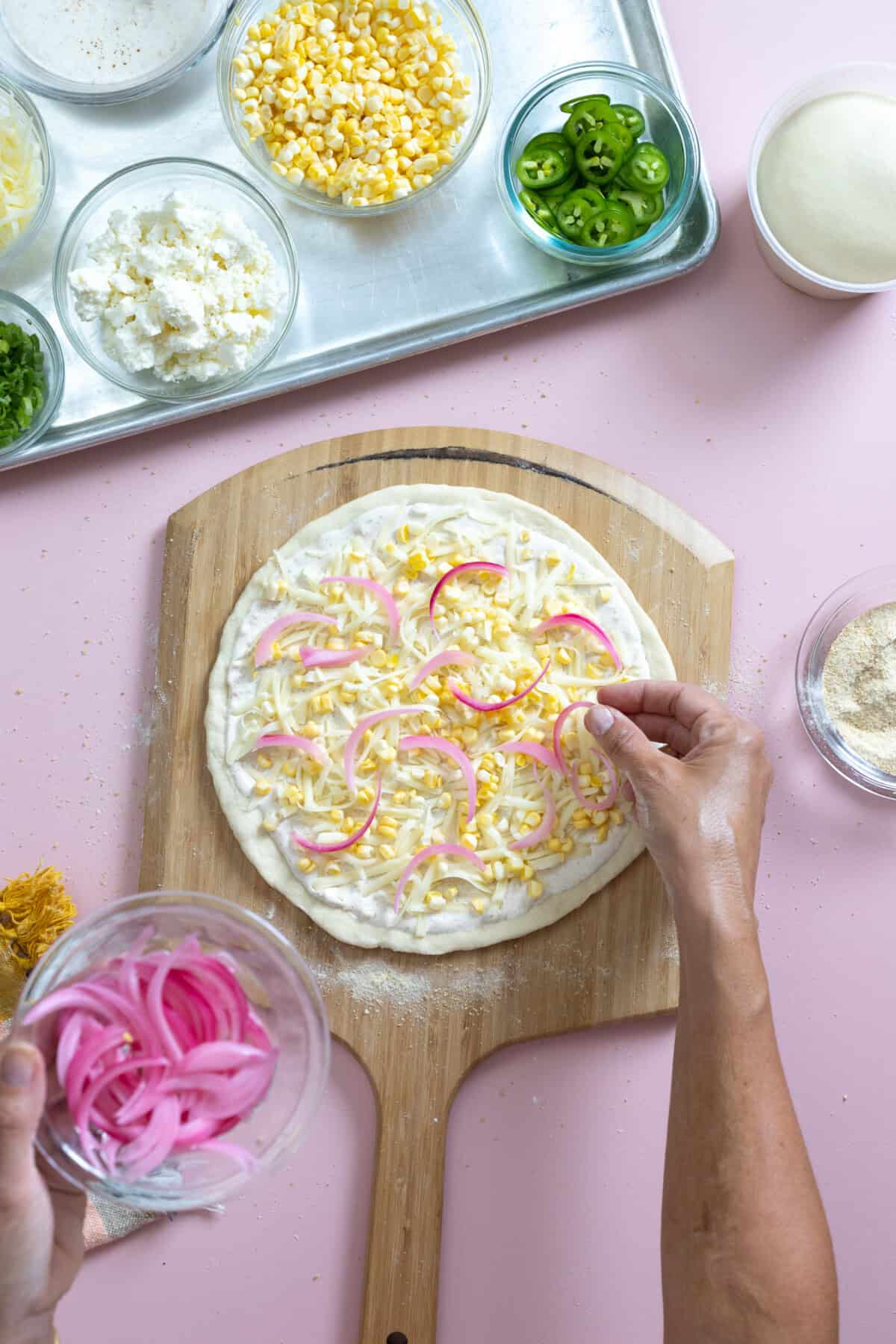 add pickled red onions to pizza