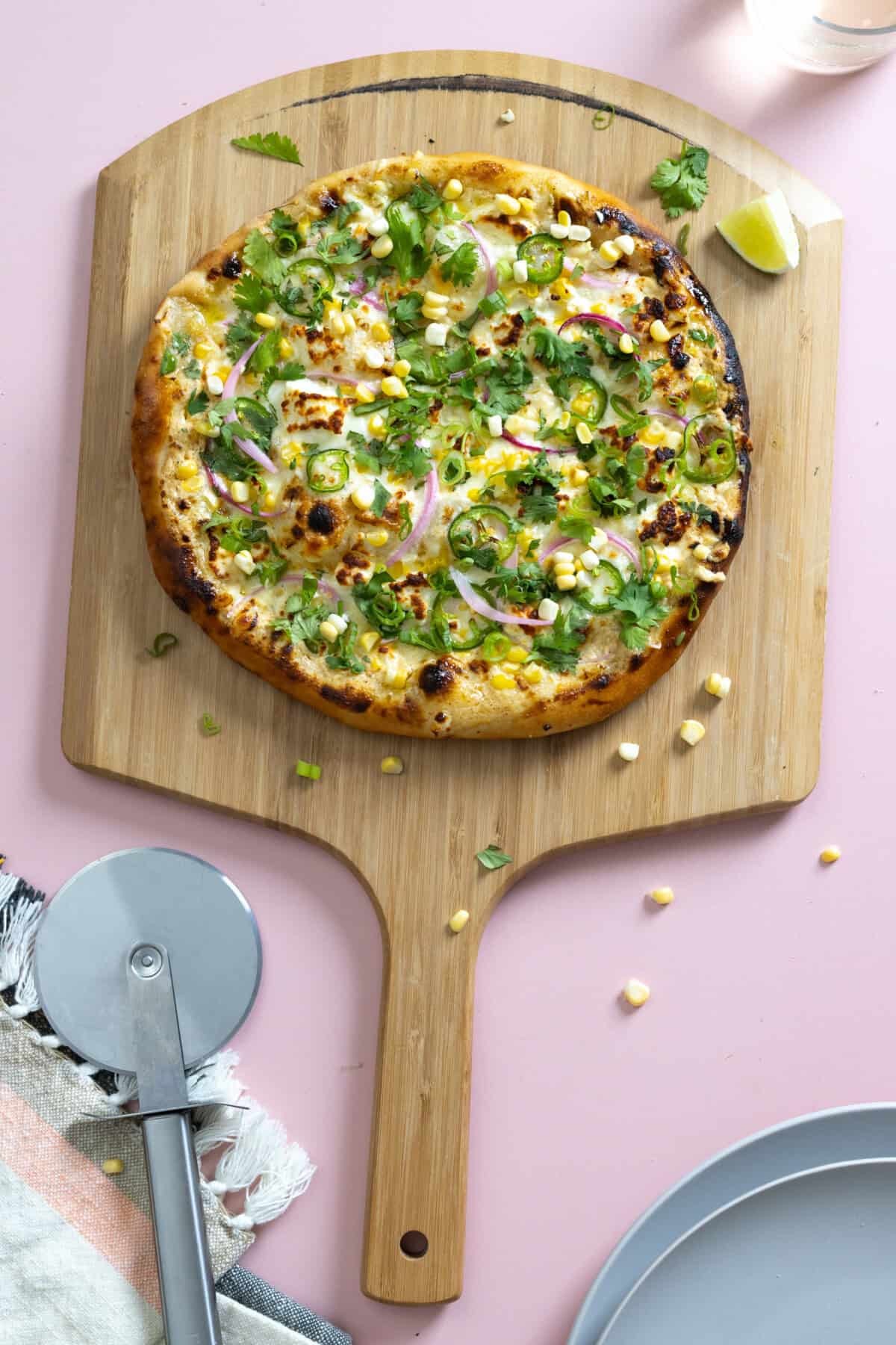 Elote Pizza with fresh corn