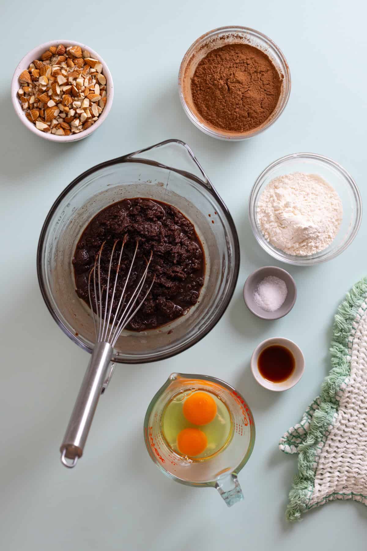 whisked melted chocolate, espresso powder, butter and sugar