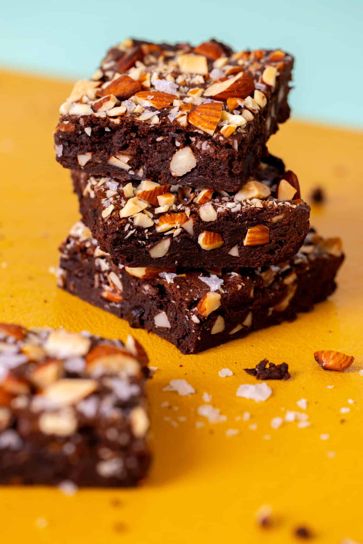 Stack of Mocha Almond Fudge Brownies from Baking The Goods