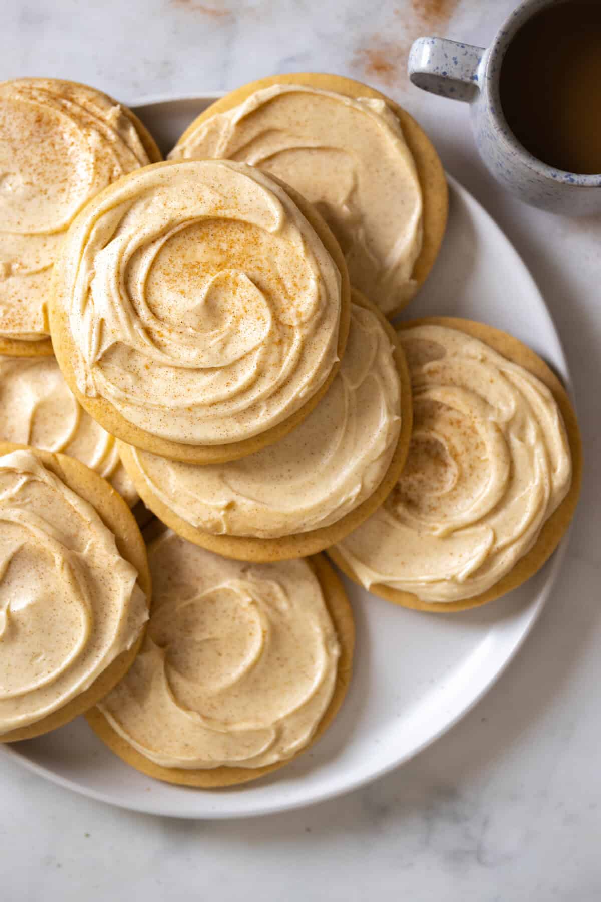 Plate of Dust Big Maple Cream Cheese Frosted Cookies