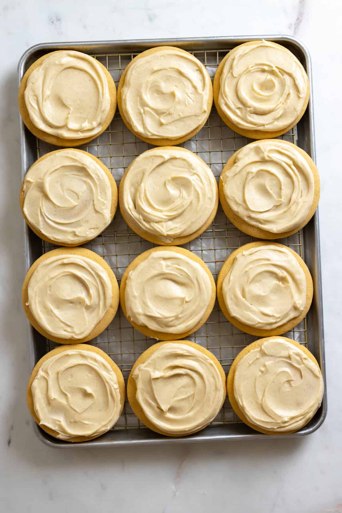 Big Maple Cream Cheese Frosted Cookies freshly frosted