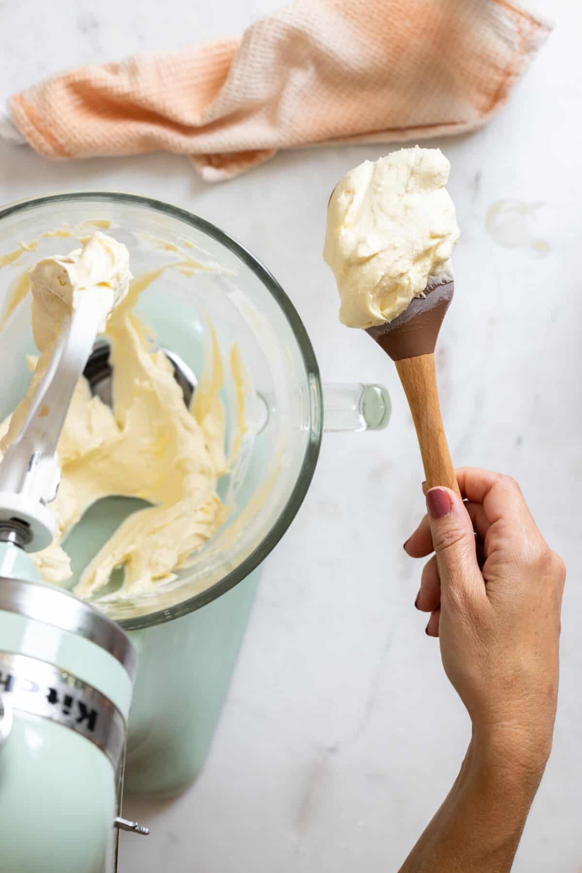 Mixing Maple Cream Cheese Frosting