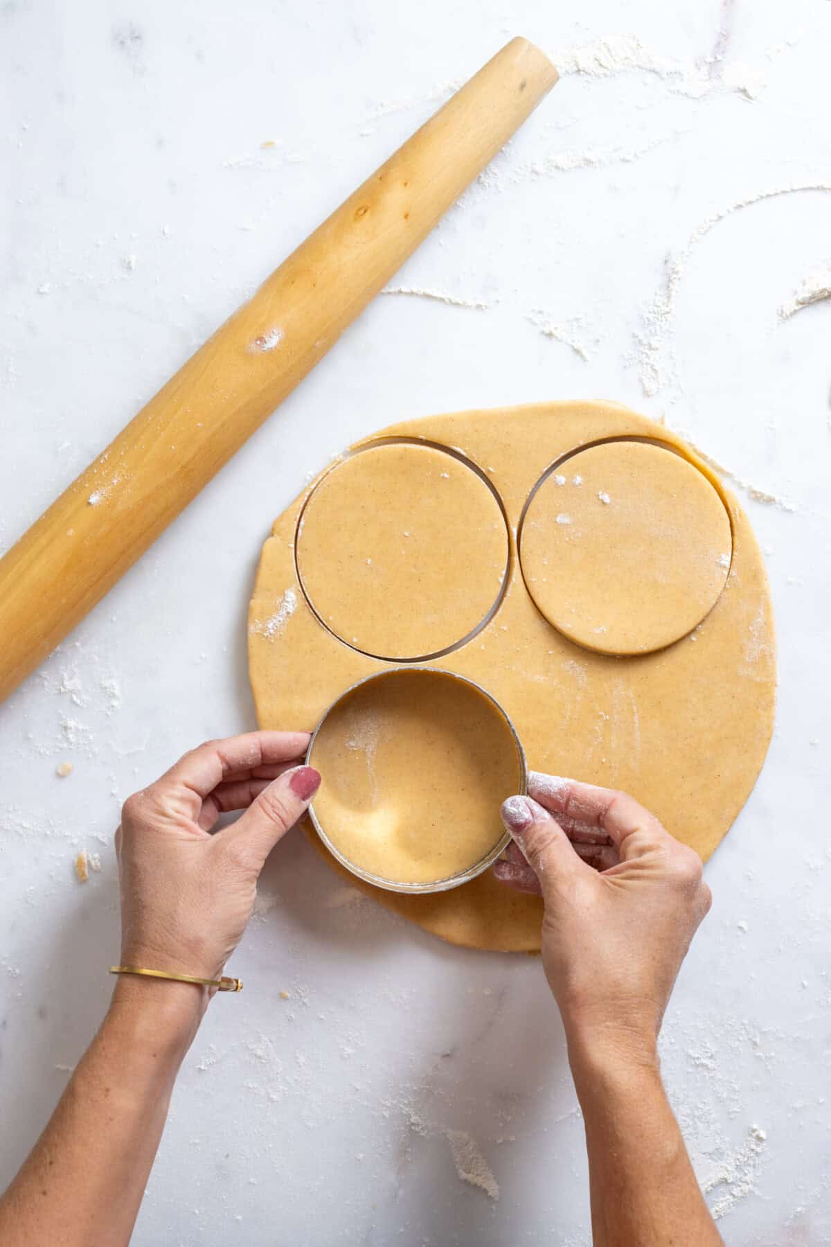 Cut out large cookie rounds