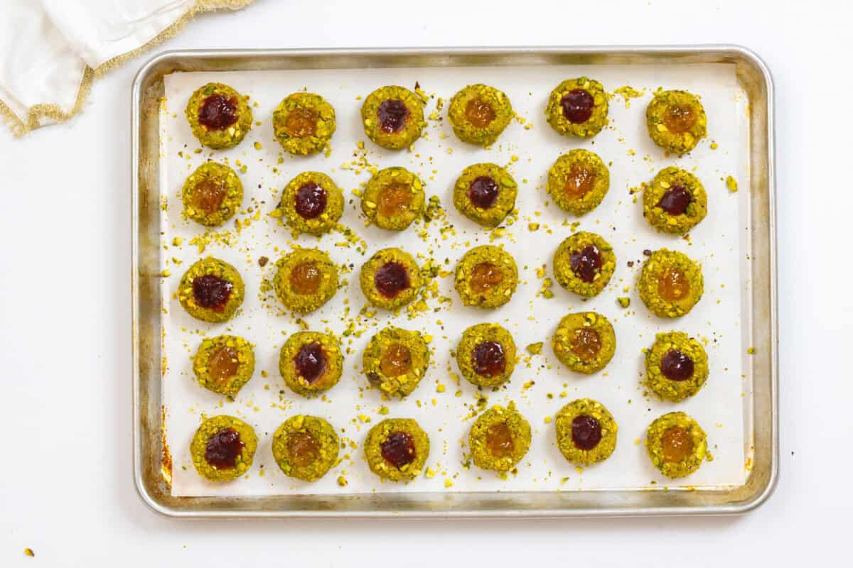 Pistachio Thumbprint Cookies - prebaked