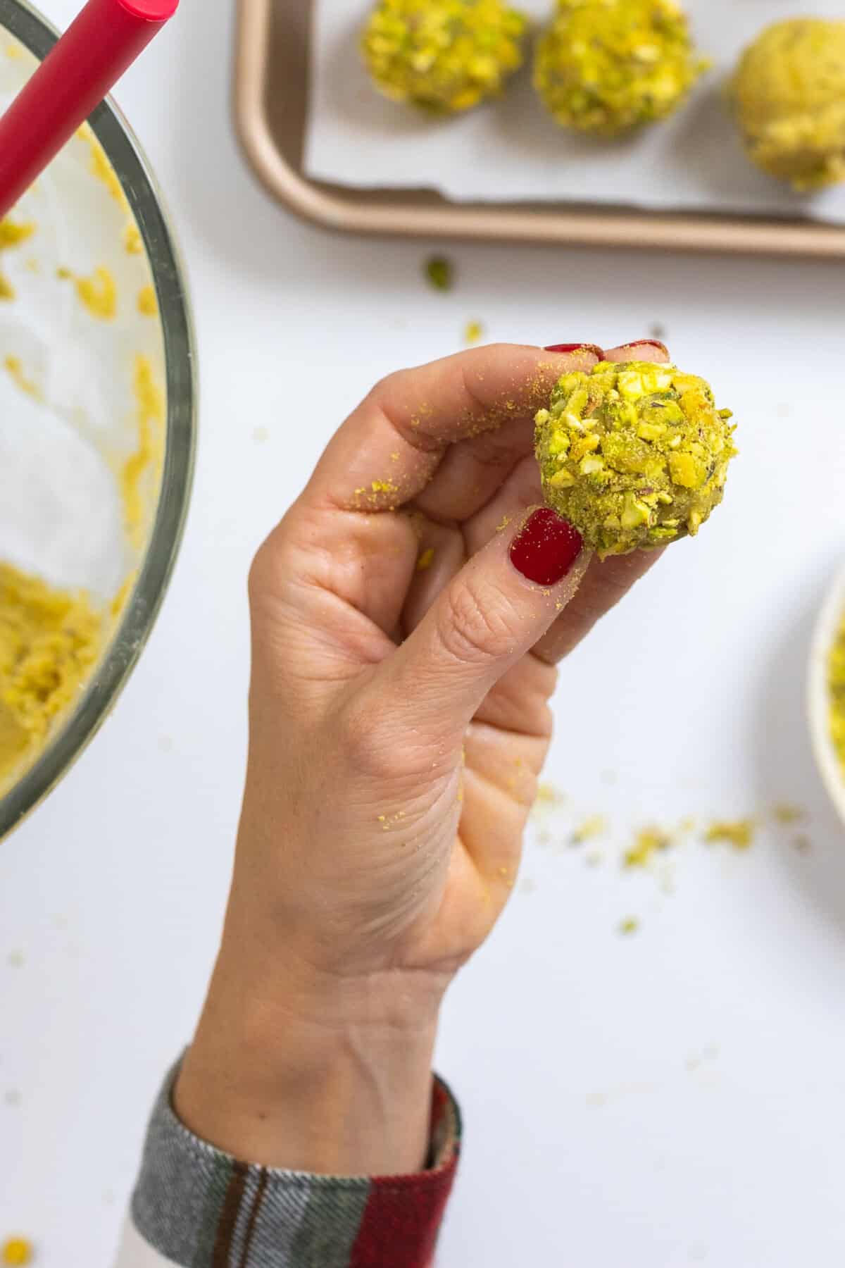 Pistachio Cookie dough ball