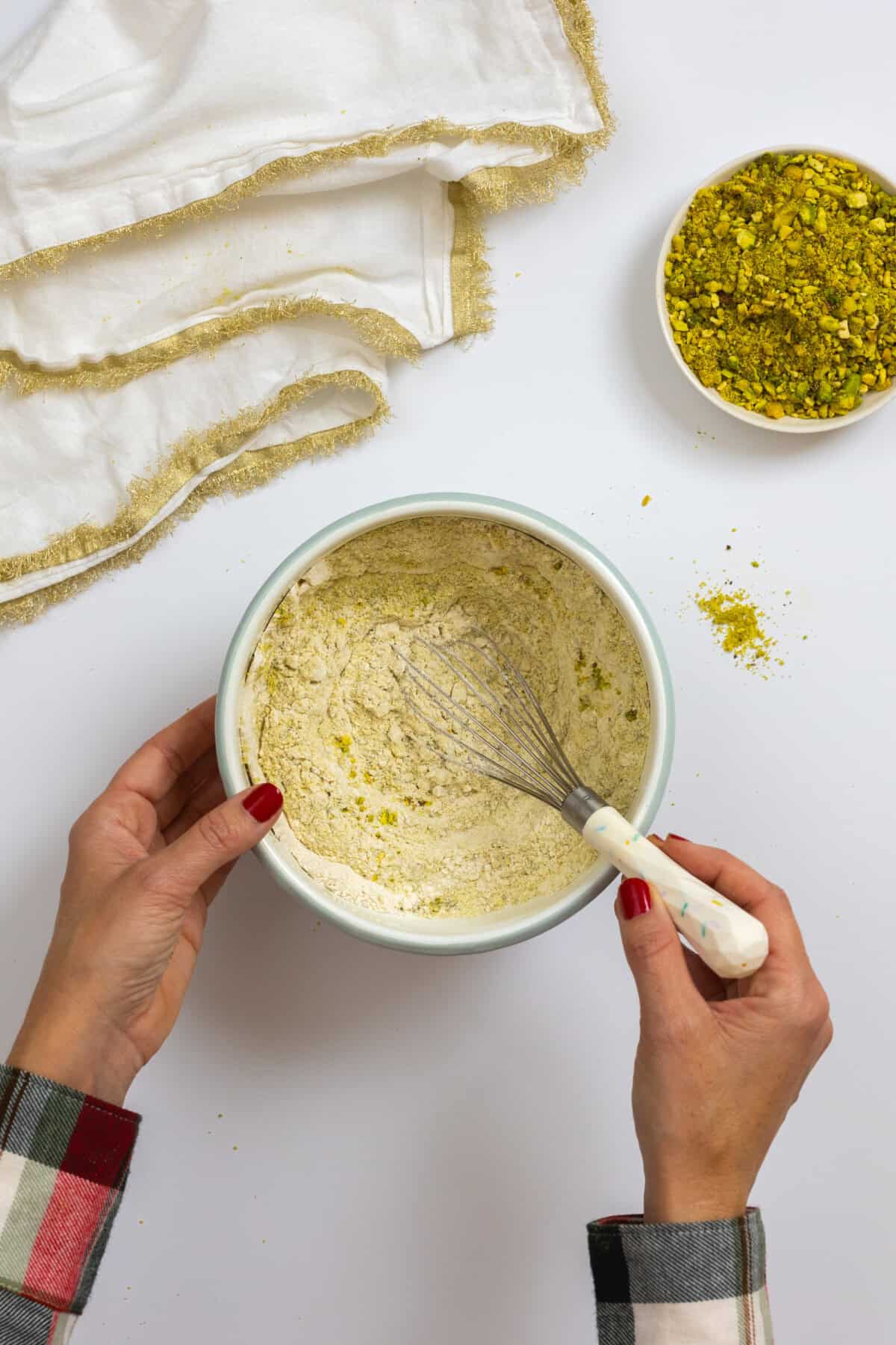 ground pistachios in flour