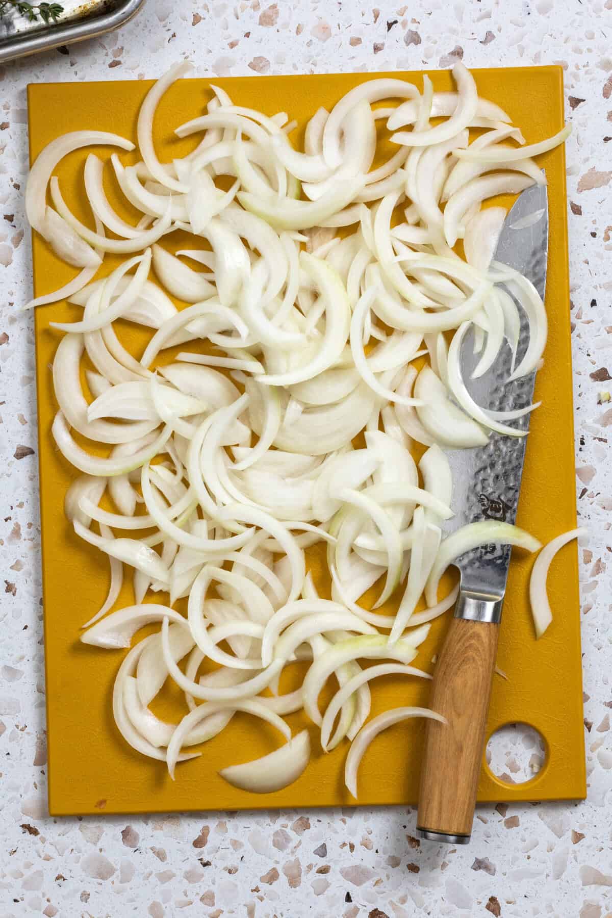 sliced onions for tart