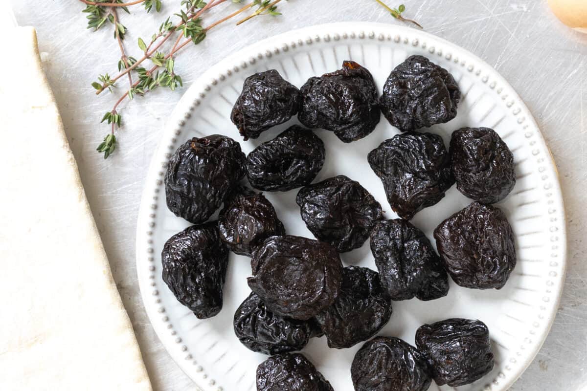 California prunes on a decorative plate