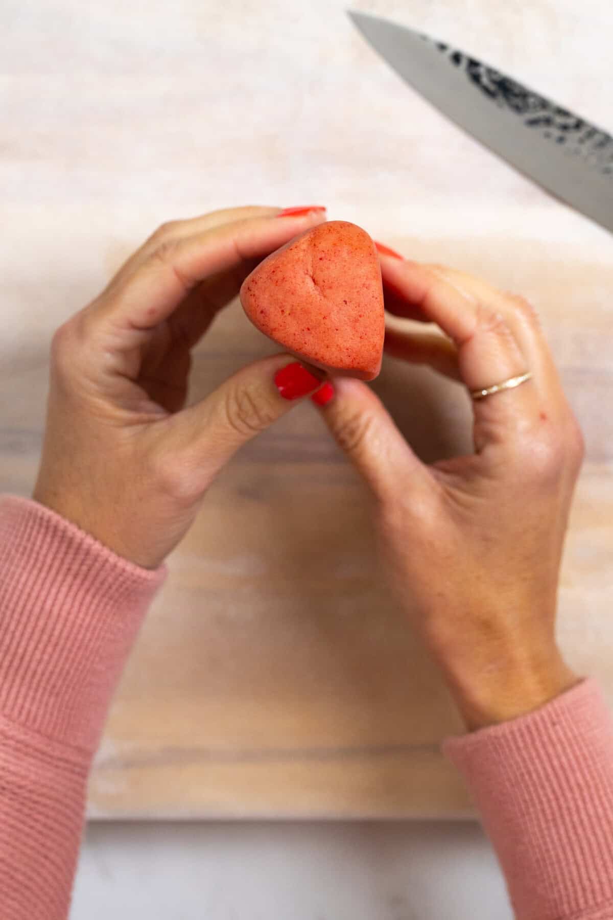 Chilled Strawberry Shortbread Cookie Dough log