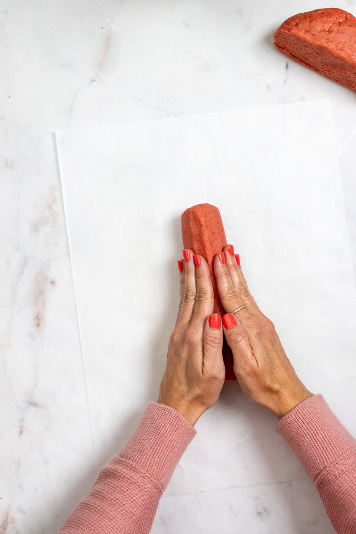 Shaping Chocolate Dipped Strawberry Cookie dough