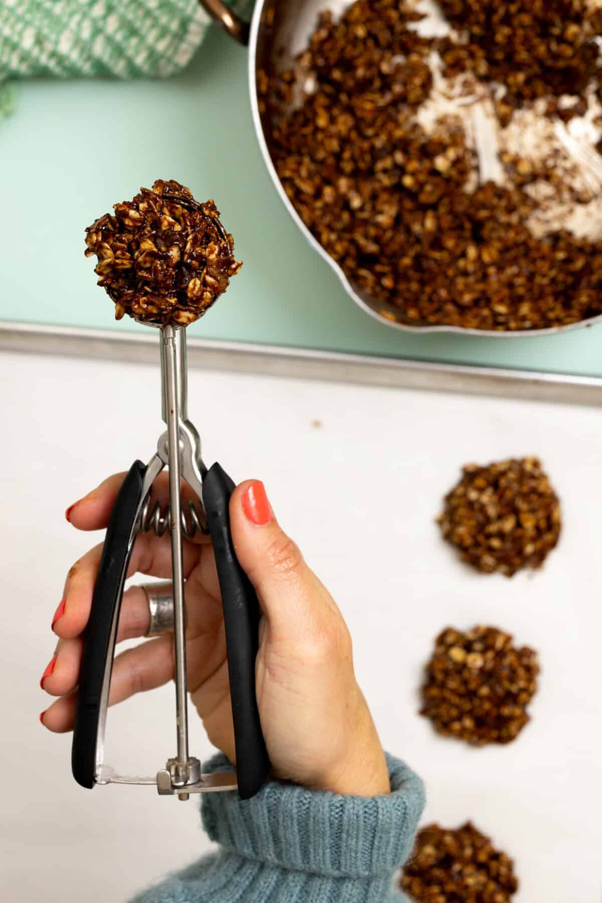 Scooping Healthier No Bake Cookies