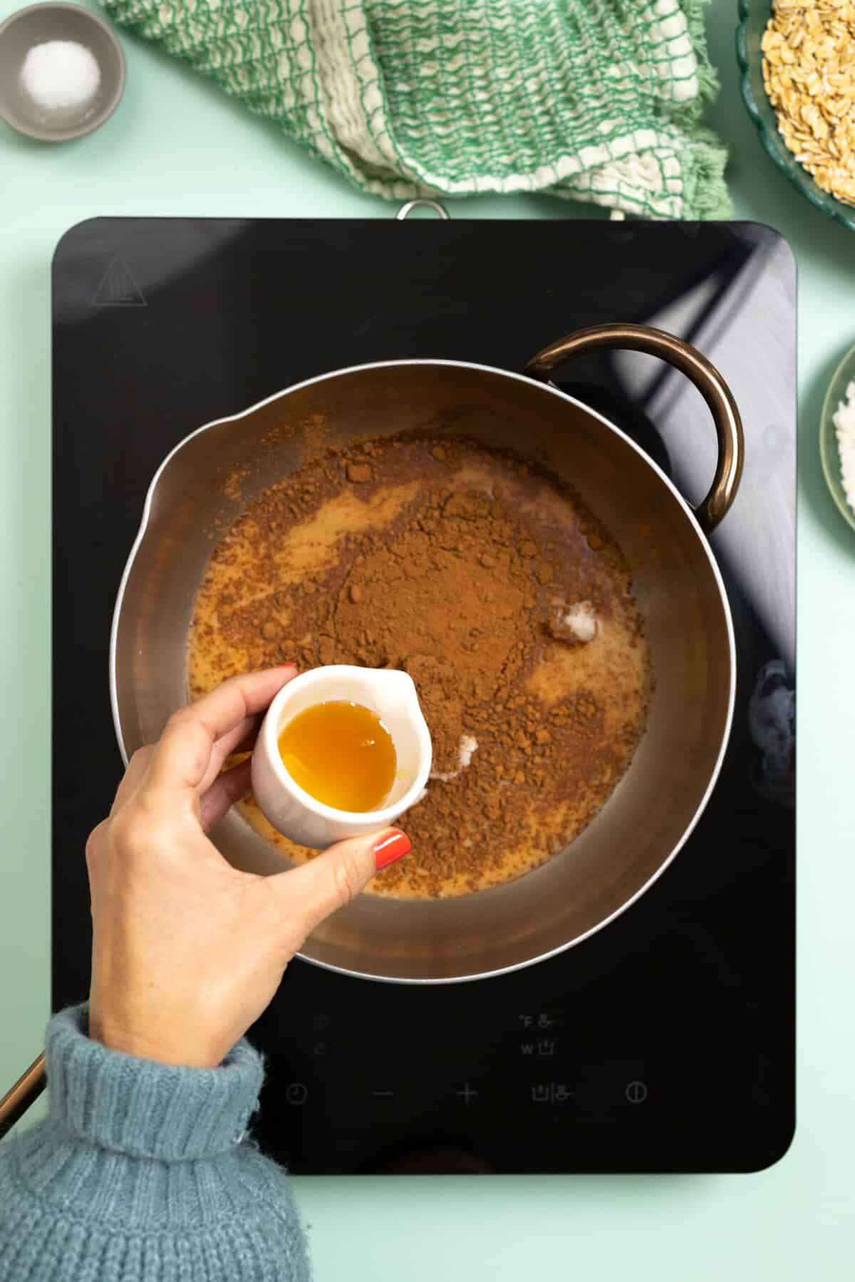 adding ingredients to simmer