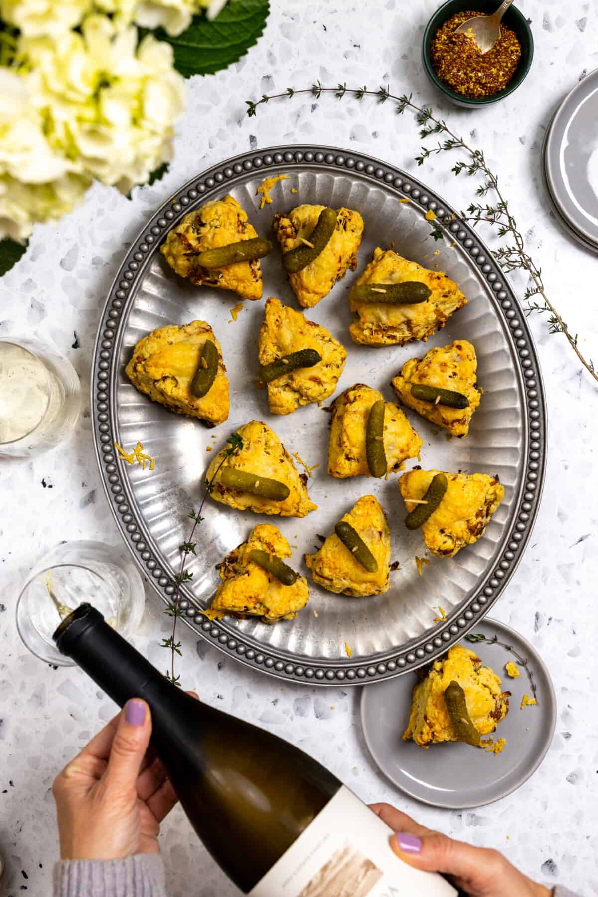 French Onion Scones with white wine