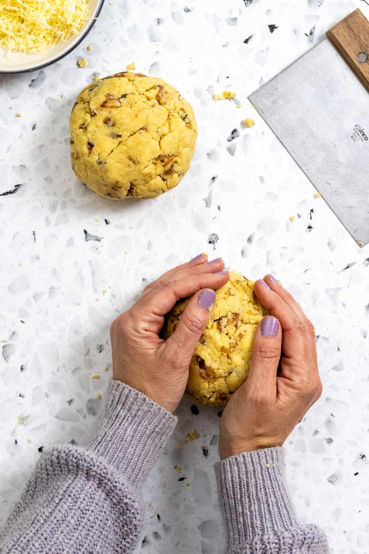 forming savory scone dough