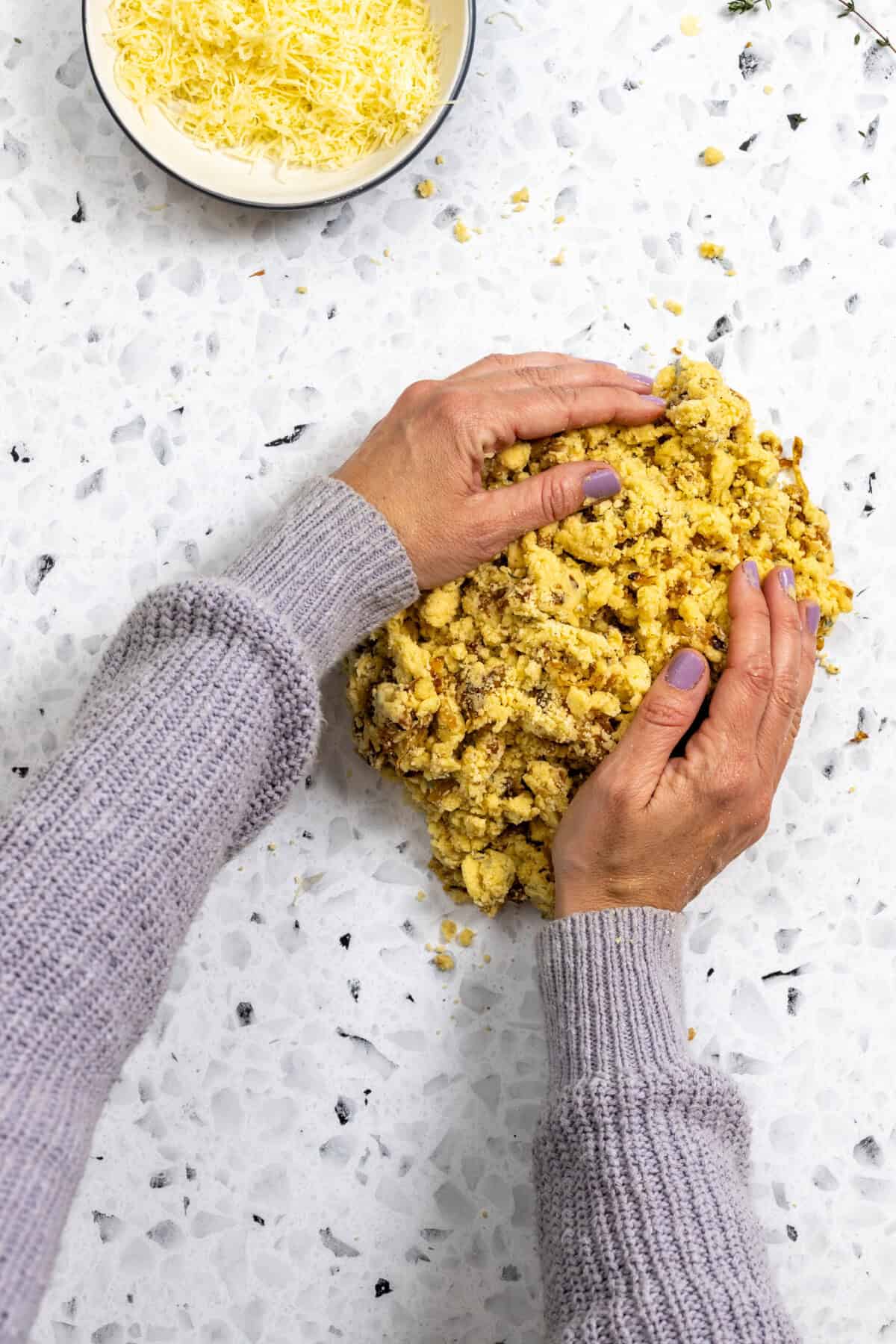 gathering Caramelized Onion Scone dough